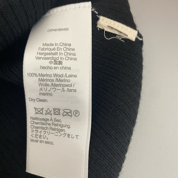 Madewell Ribbed Merino Wool Mockneck Sweater Tee True Black Small NS673 Minimal - Picture 7 of 8